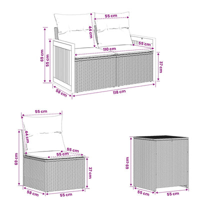 Set di divani 5 pz Nero e Bianco Crema | homemem39
