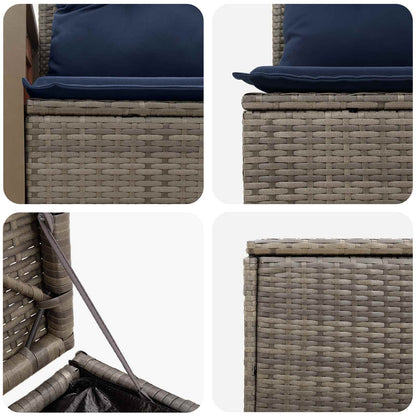 Set di divani 5 pz Grigio e Blu Navy Rattan sintetico e Acciaio | homemem39