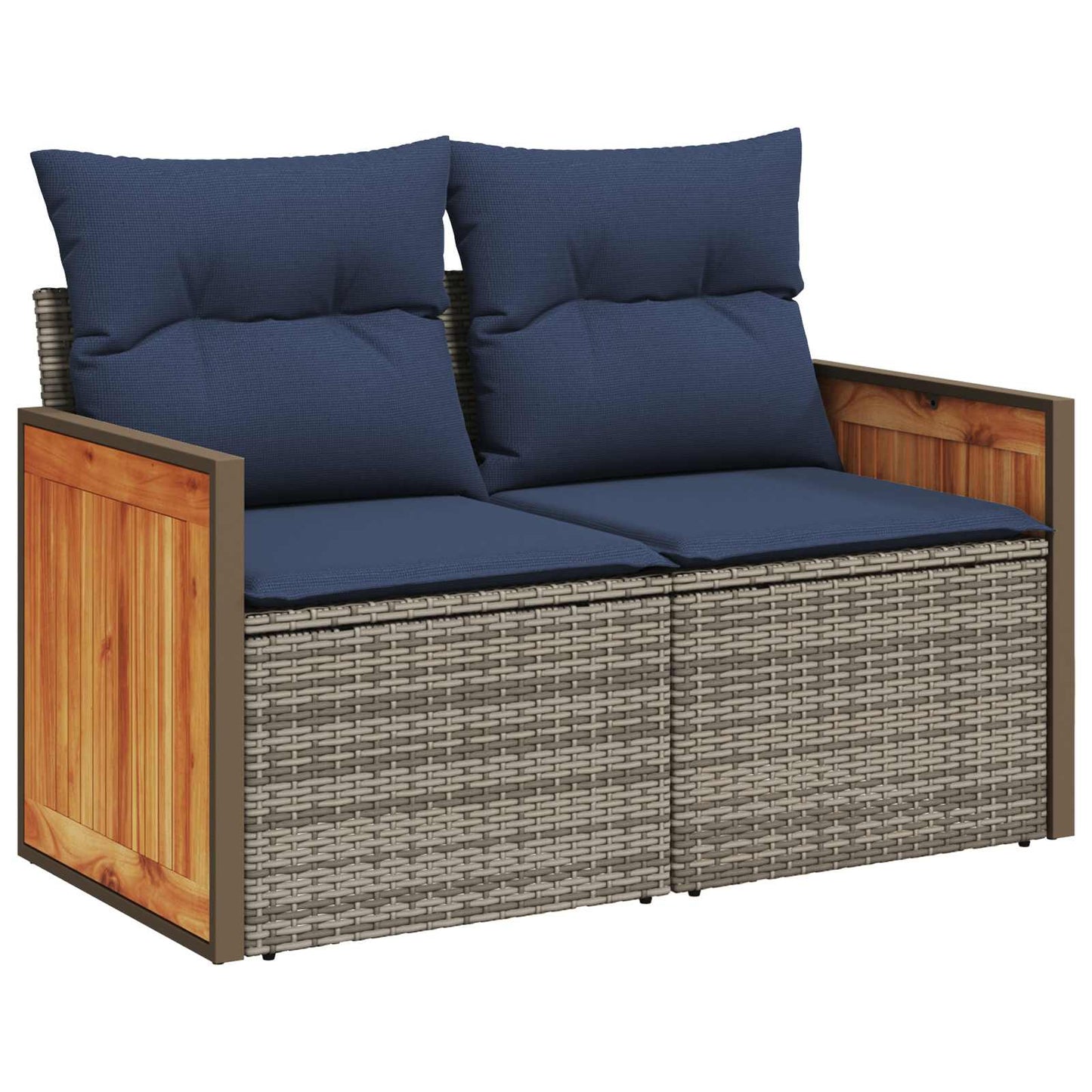 Set di divani 5 pz Grigio e Blu Navy Rattan sintetico e Acciaio | homemem39