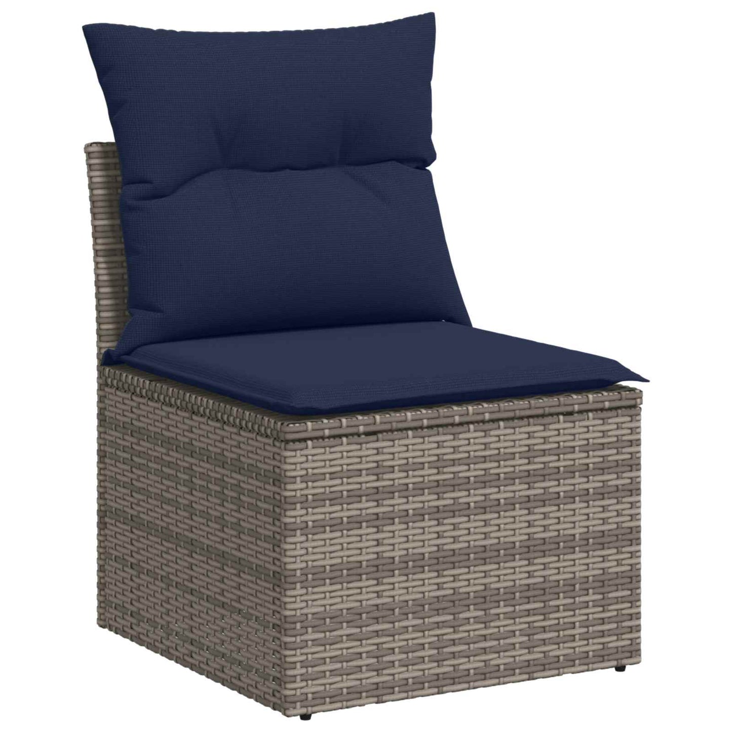 Set di divani 5 pz Grigio e Blu Navy Rattan sintetico e Acciaio | homemem39