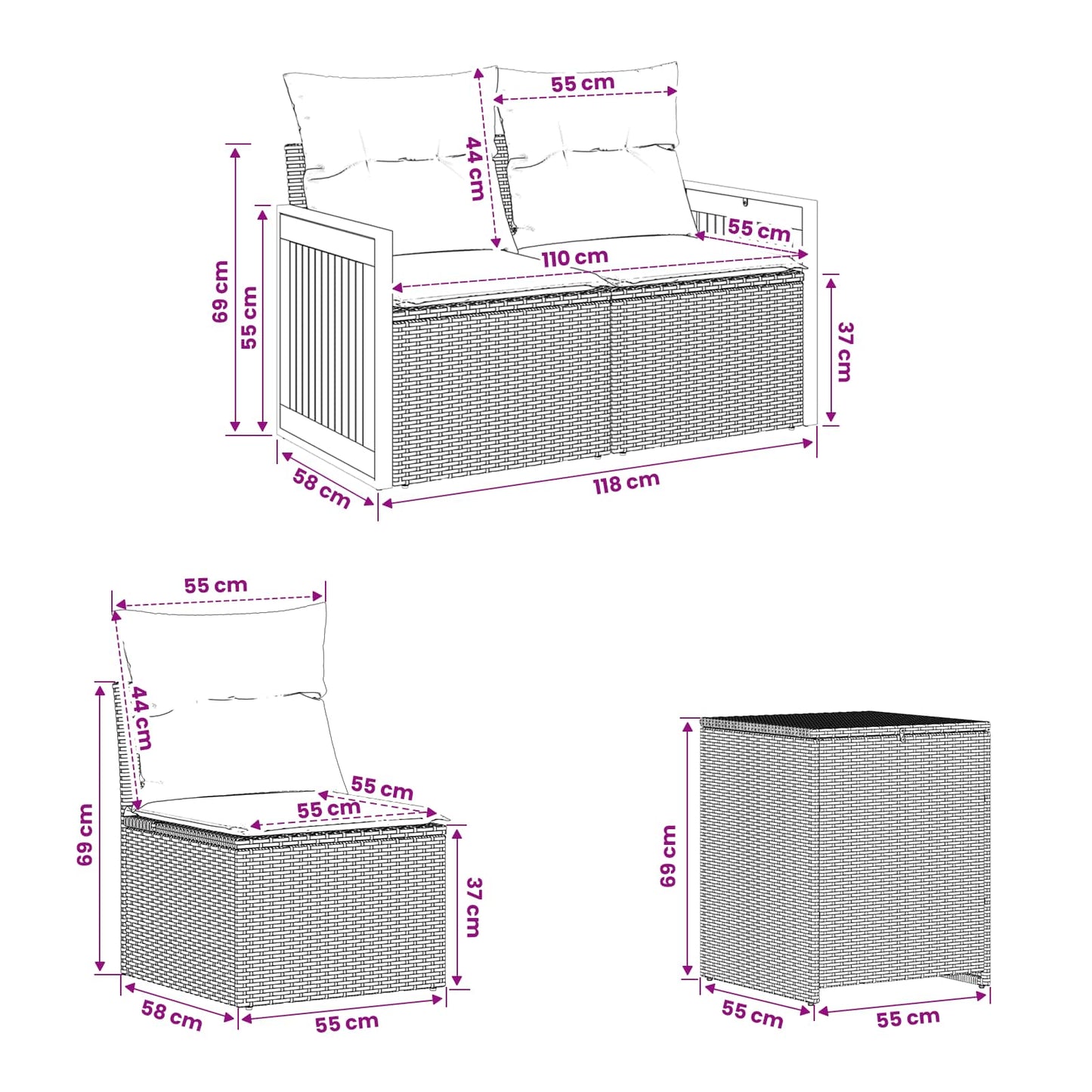 Set di divani 5 pz Beige e Bianco Crema | homemem39