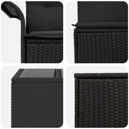 Set di divani 8 pz Nero Rattan sintetico e Acciaio | homemem39