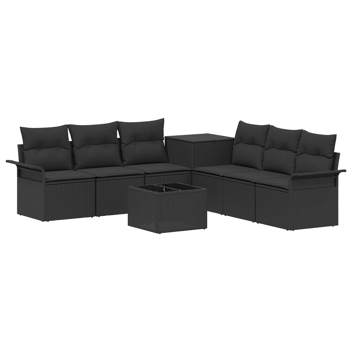 Set di divani 8 pz Nero Rattan sintetico e Acciaio | homemem39