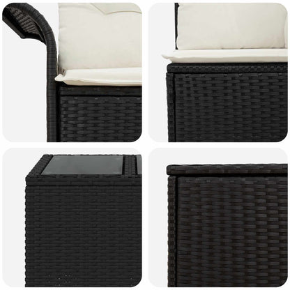 Set di divani 8 pz Nero e Bianco Crema | homemem39
