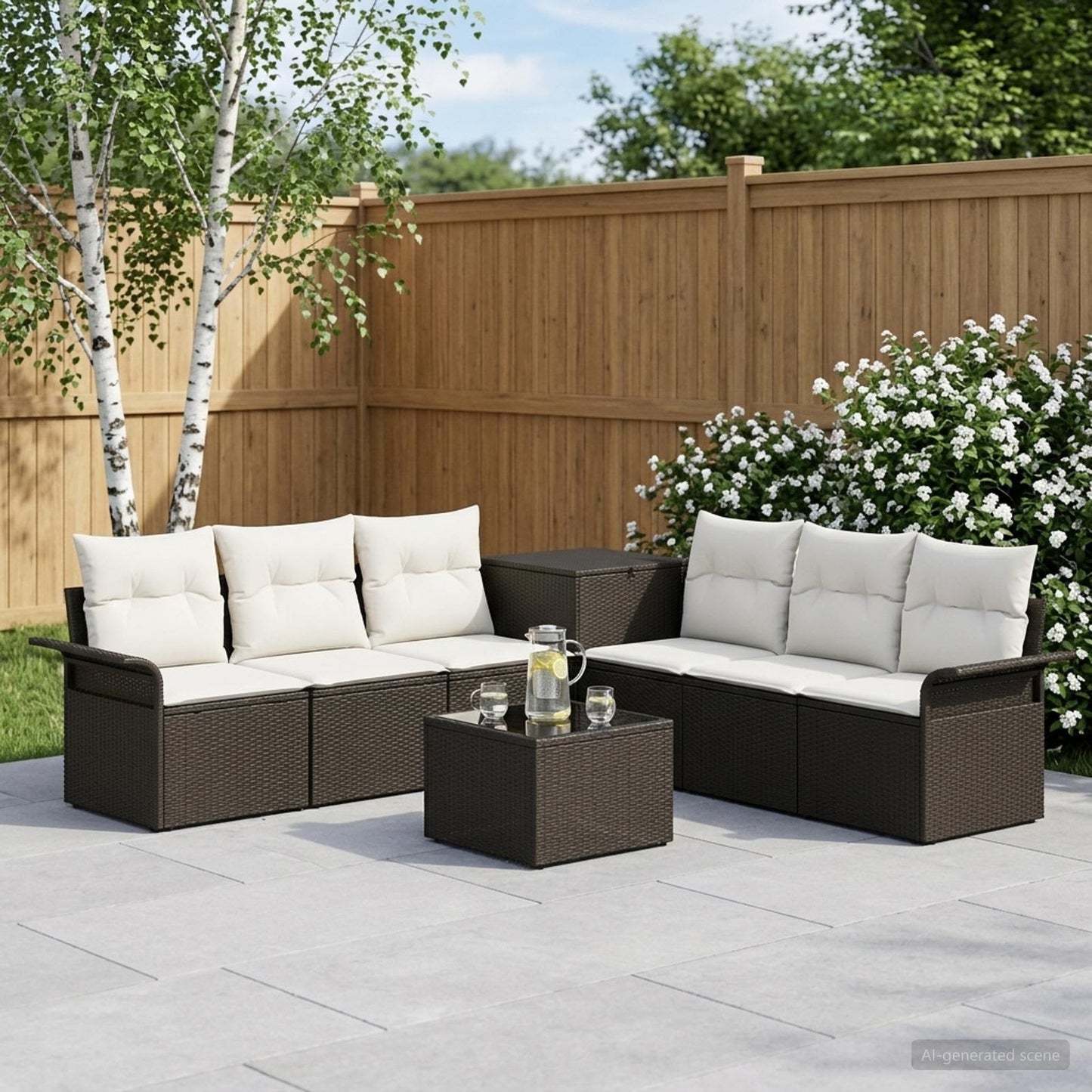 Set di divani 8 pz Nero e Bianco Crema | homemem39