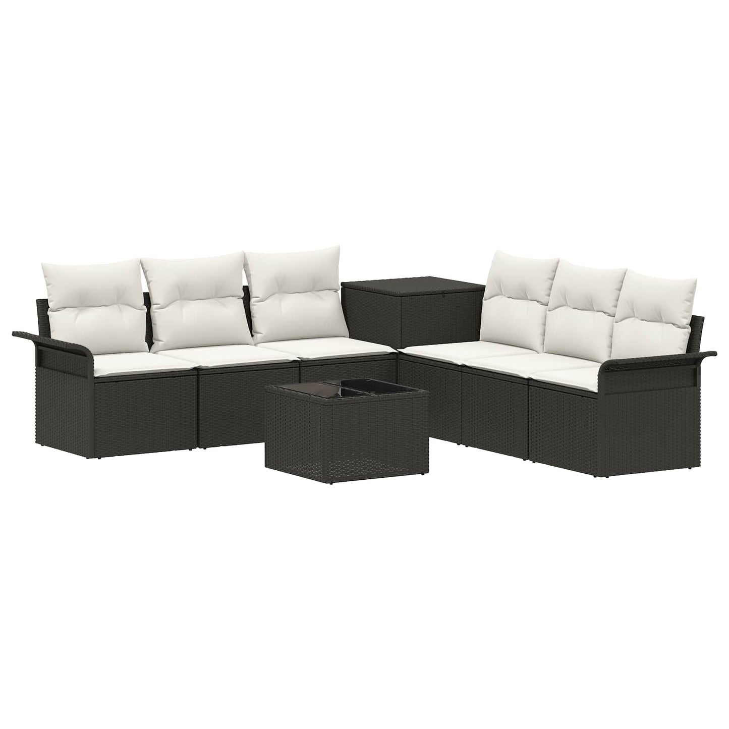 Set di divani 8 pz Nero e Bianco Crema | homemem39