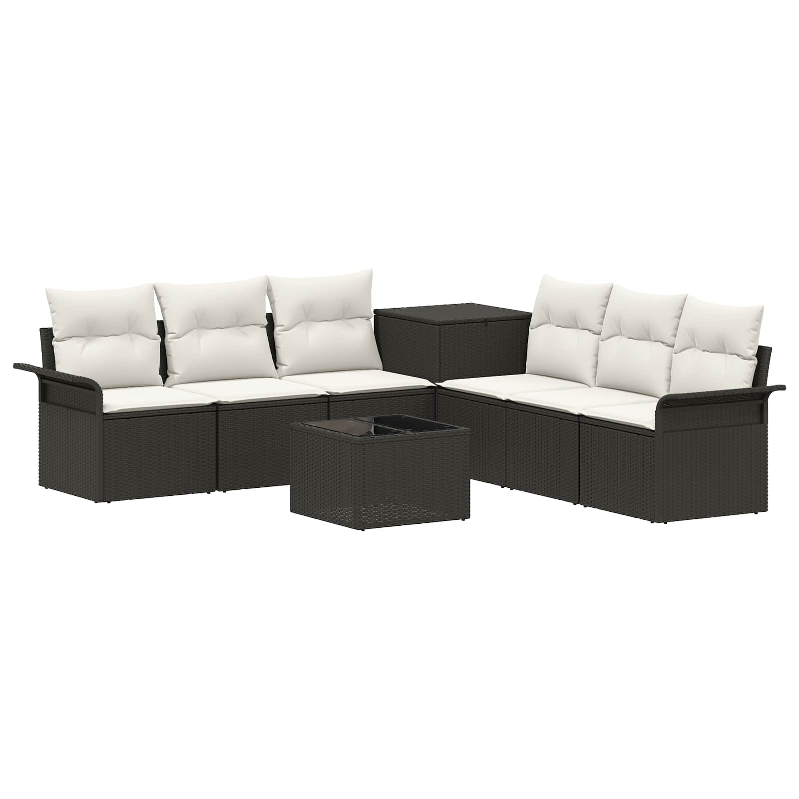 Set di divani 8 pz Nero e Bianco Crema | homemem39