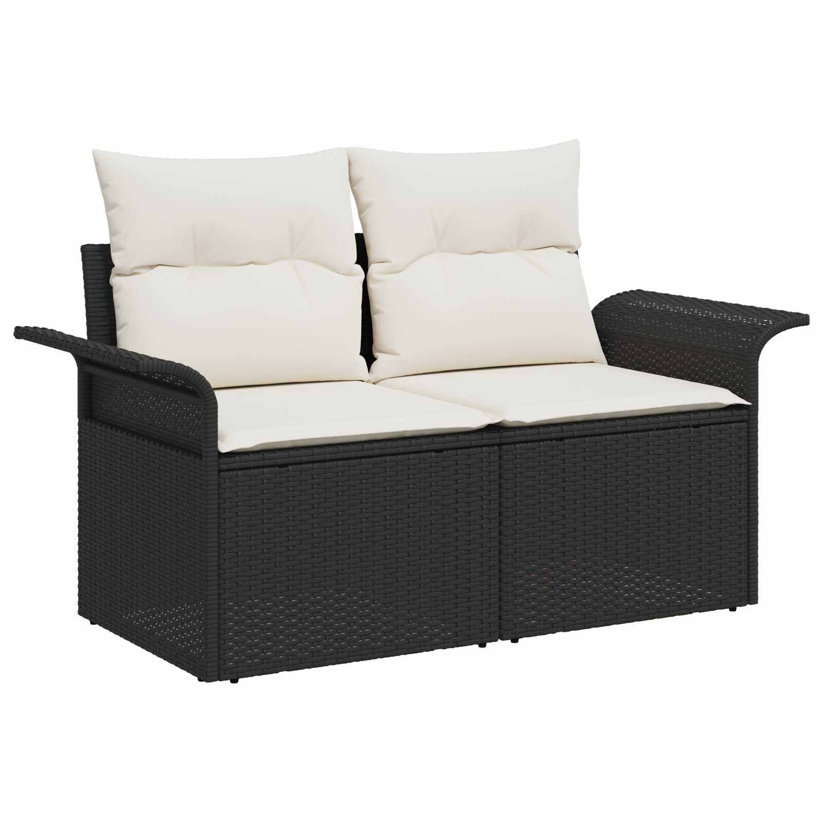 Set di divani 8 pz Nero e Bianco Crema | homemem39