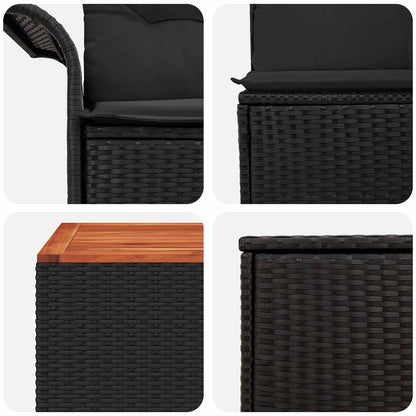 Set di divani 8 pz Nero Rattan sintetico e Acciaio | homemem39