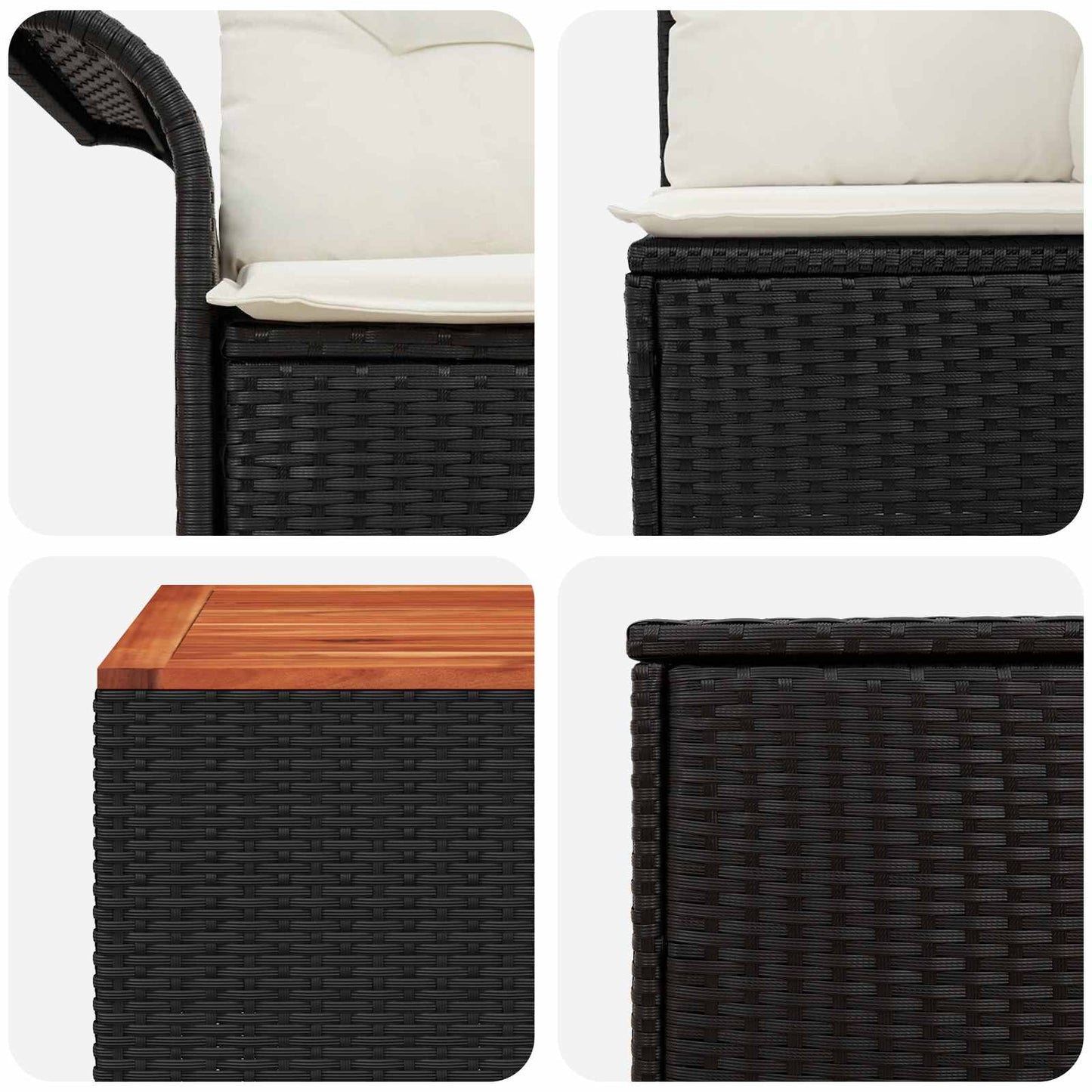 Set di divani 8 pz Nero e Bianco Crema | homemem39