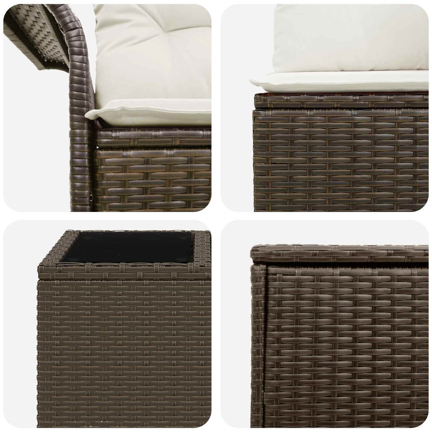 Set di divani 8 pz Marrone e Bianco Crema | homemem39