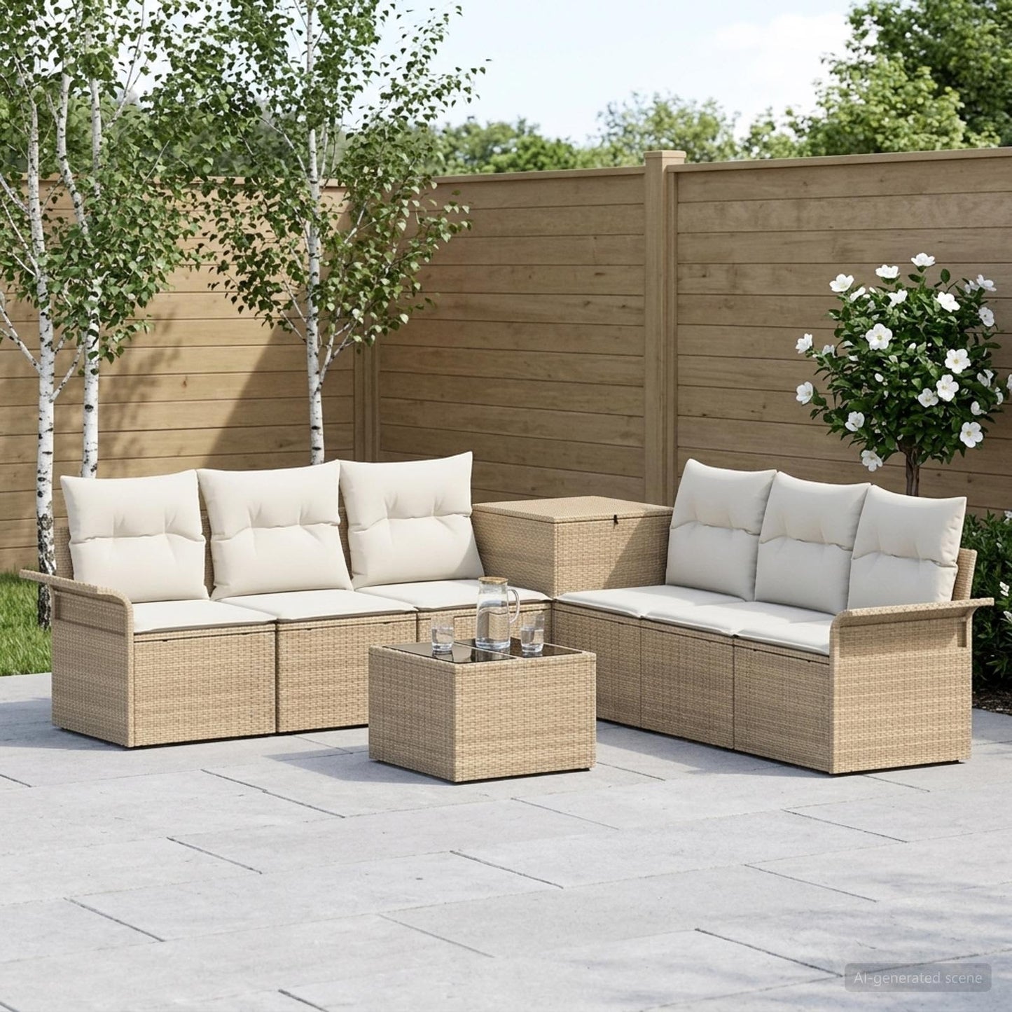 Set di divani 8 pz Beige e Bianco Crema | homemem39