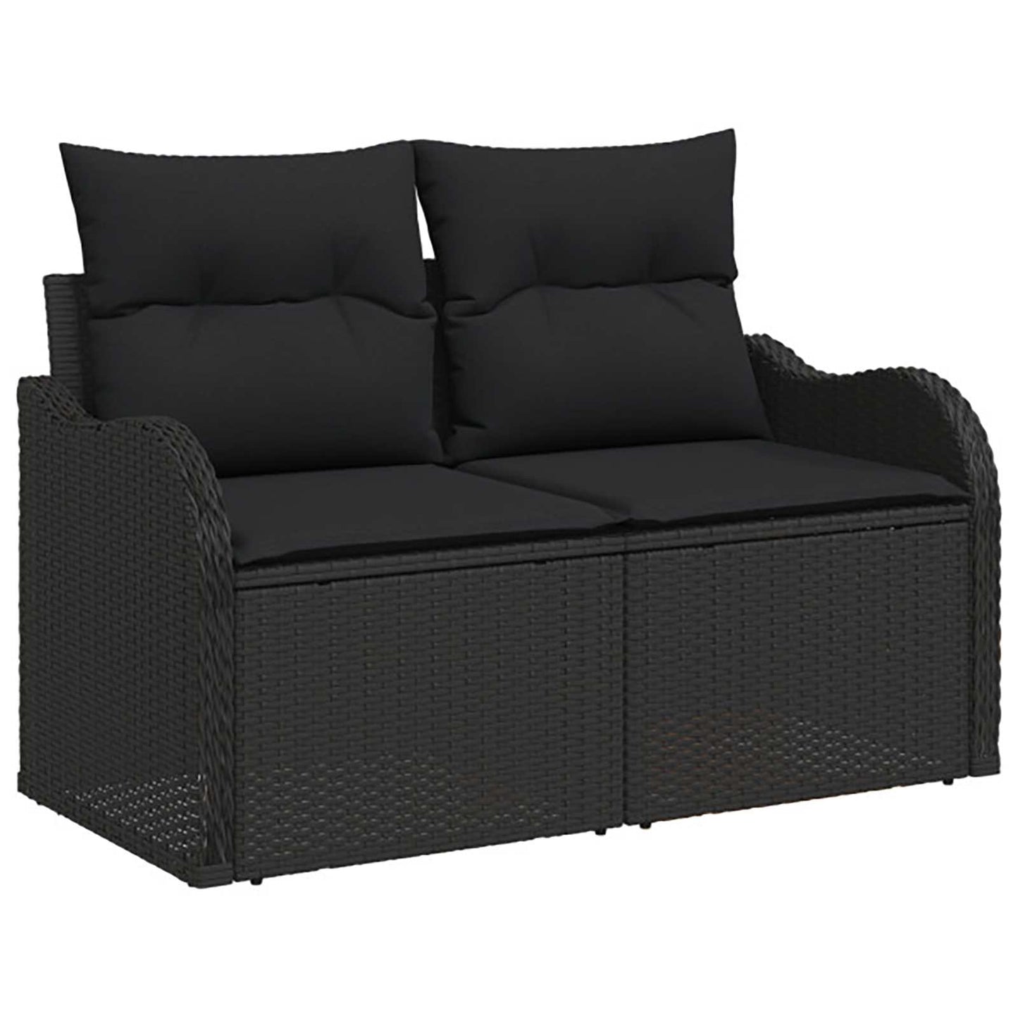 Set di divani 8 pz Nero Rattan sintetico e Acciaio | homemem39