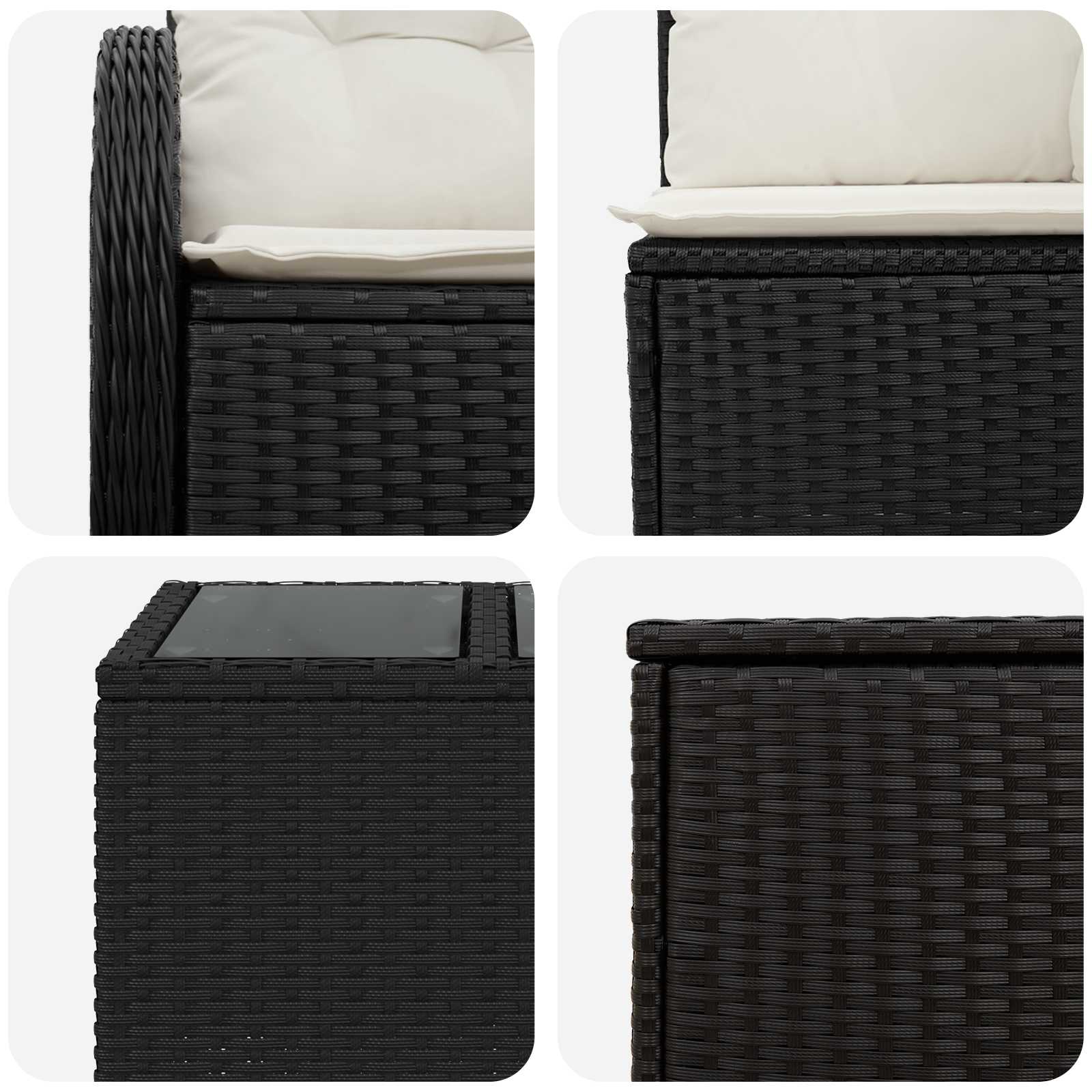 Set di divani 8 pz Nero e Bianco Crema | homemem39