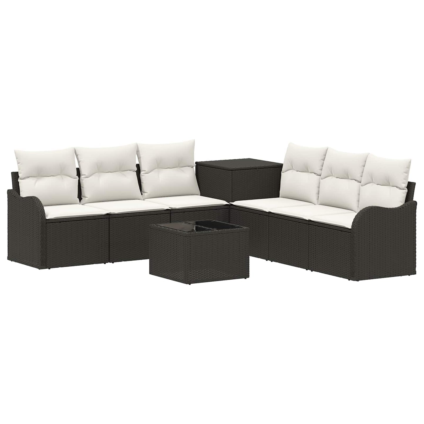 Set di divani 8 pz Nero e Bianco Crema | homemem39