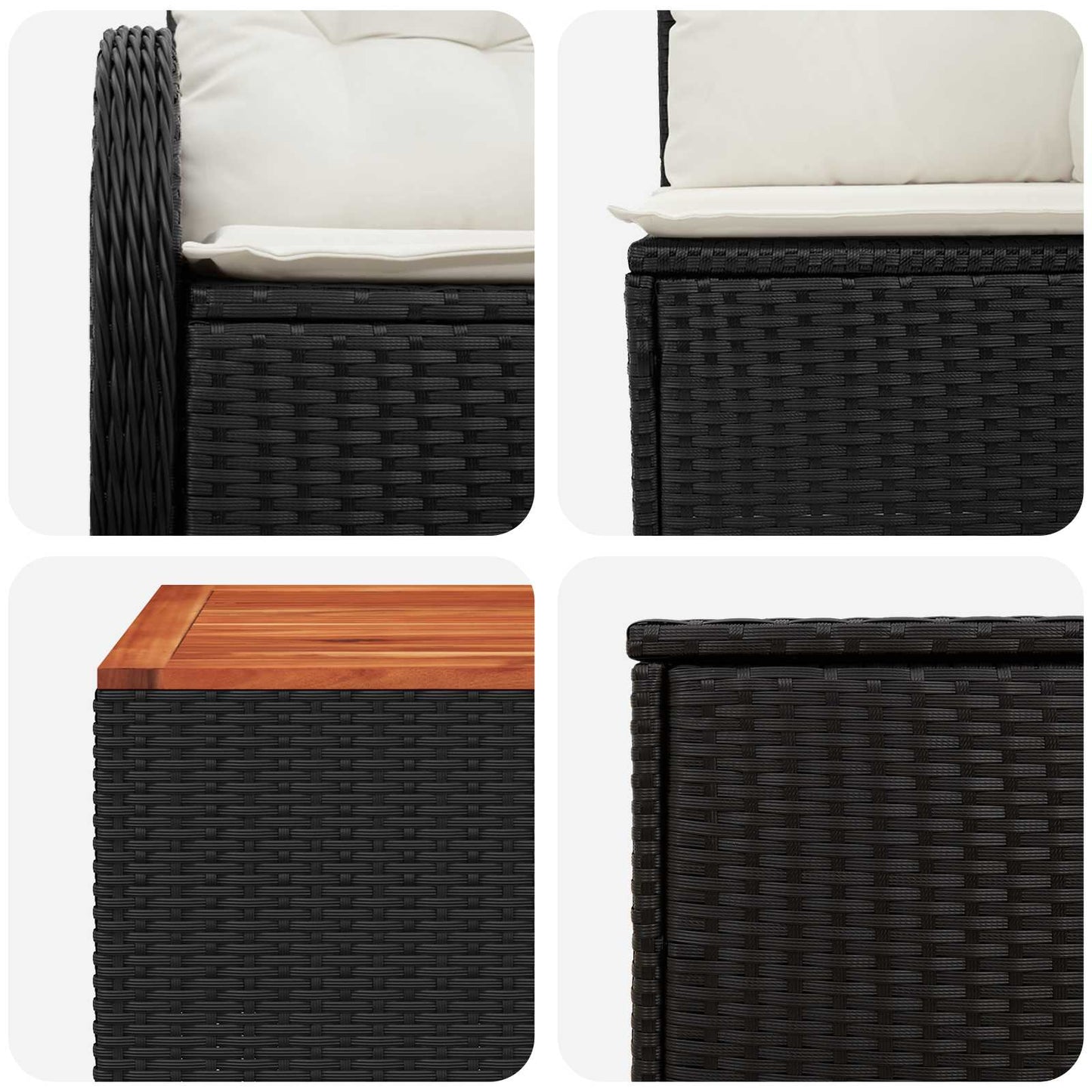 Set di divani 8 pz Nero e Bianco Crema | homemem39