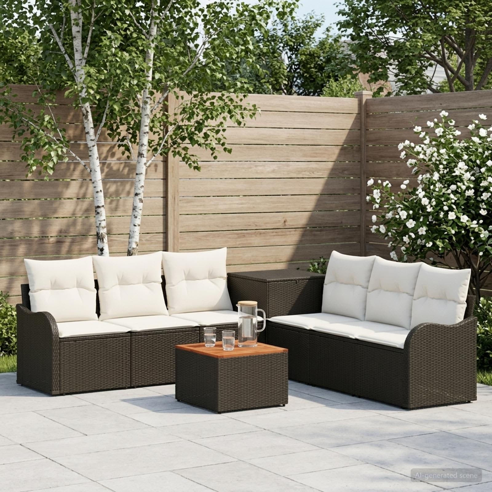 Set di divani 8 pz Nero e Bianco Crema | homemem39