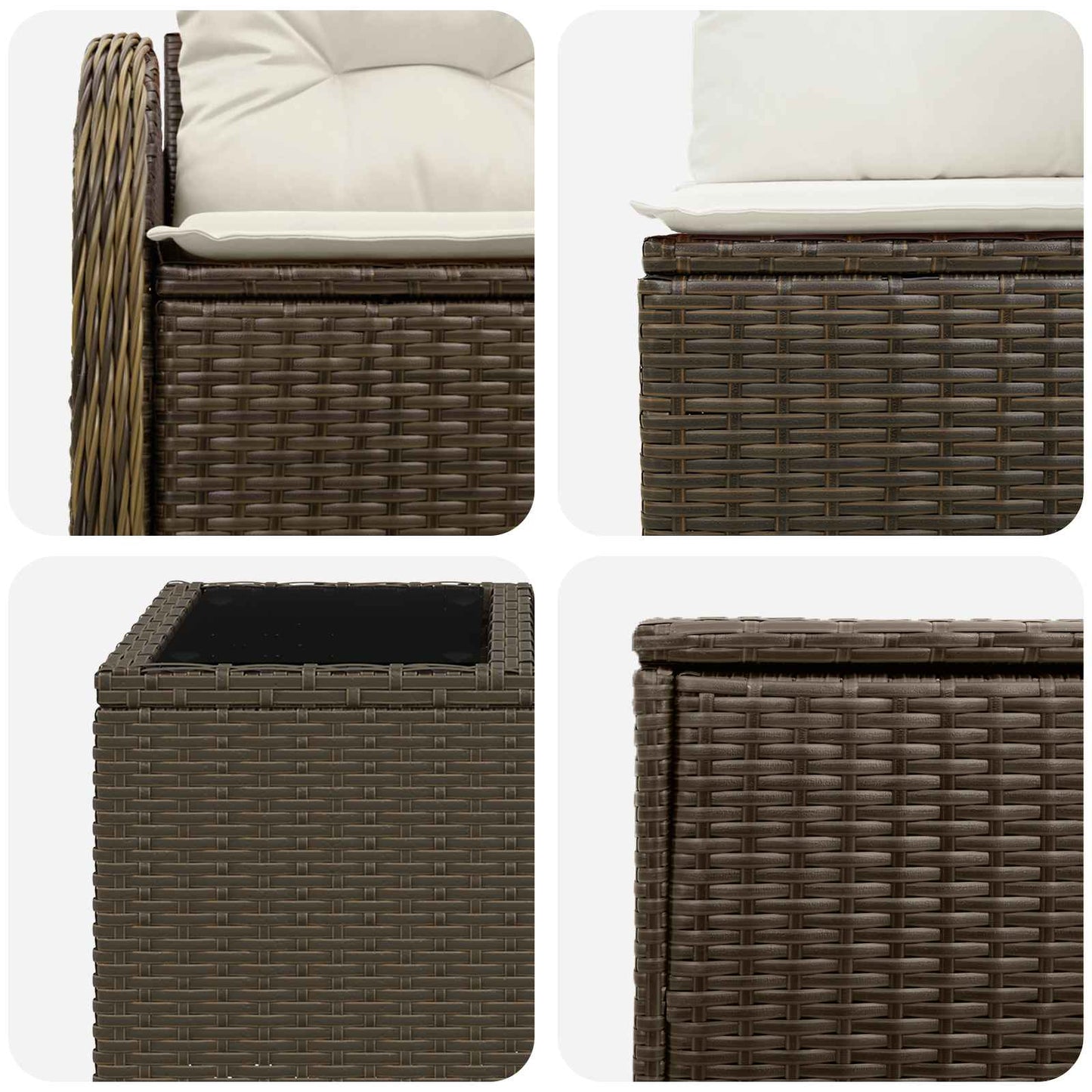 Set di divani 8 pz Marrone e Bianco Crema | homemem39