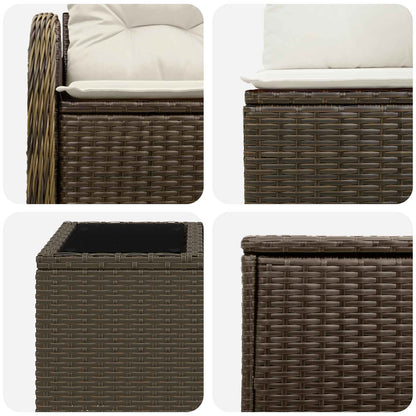 Set di divani 8 pz Marrone e Bianco Crema | homemem39