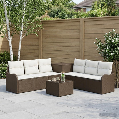 Set di divani 8 pz Marrone e Bianco Crema