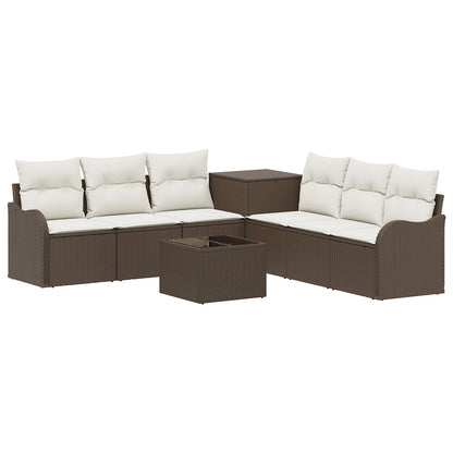 Set di divani 8 pz Marrone e Bianco Crema | homemem39