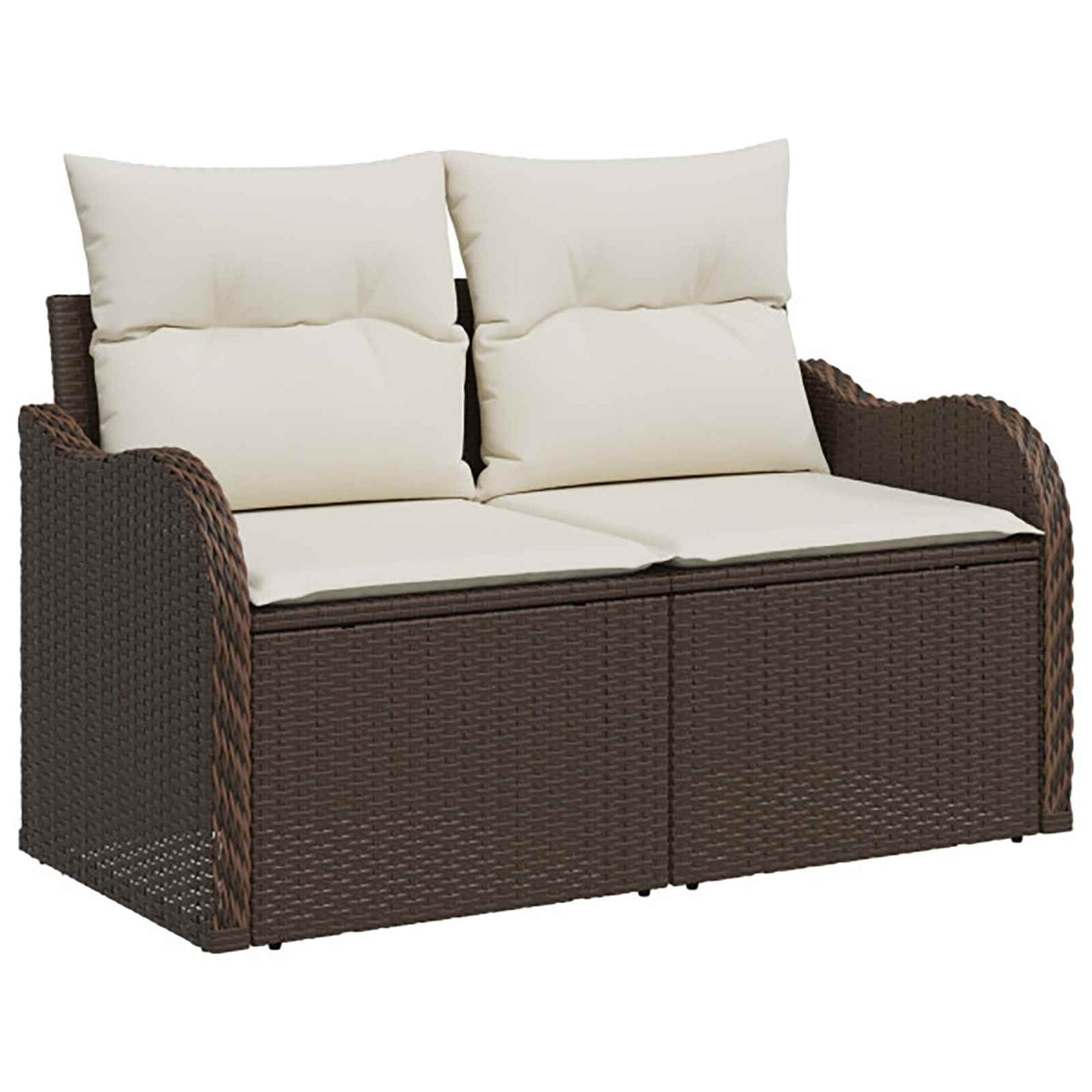 Set di divani 8 pz Marrone e Bianco Crema | homemem39