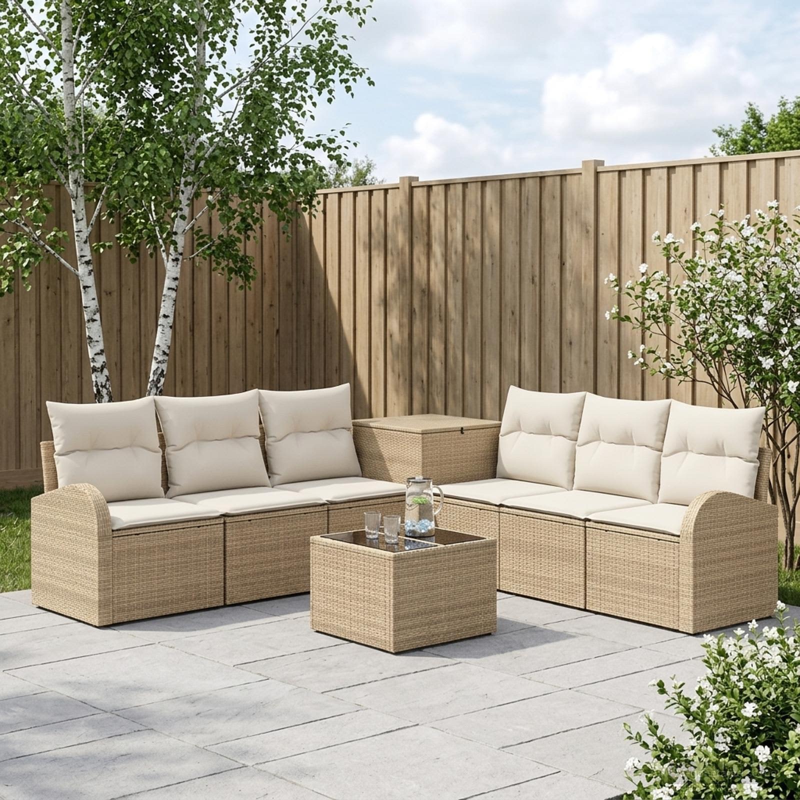 Set di divani 8 pz Beige e Bianco Crema | homemem39