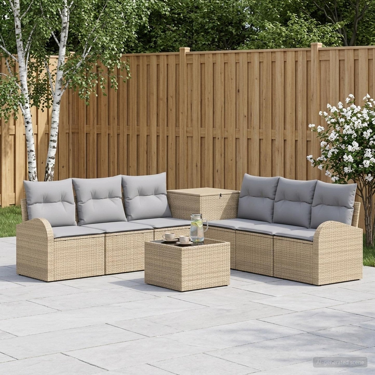 Set di divani 8 pz Beige e Grigio Chiaro | homemem39