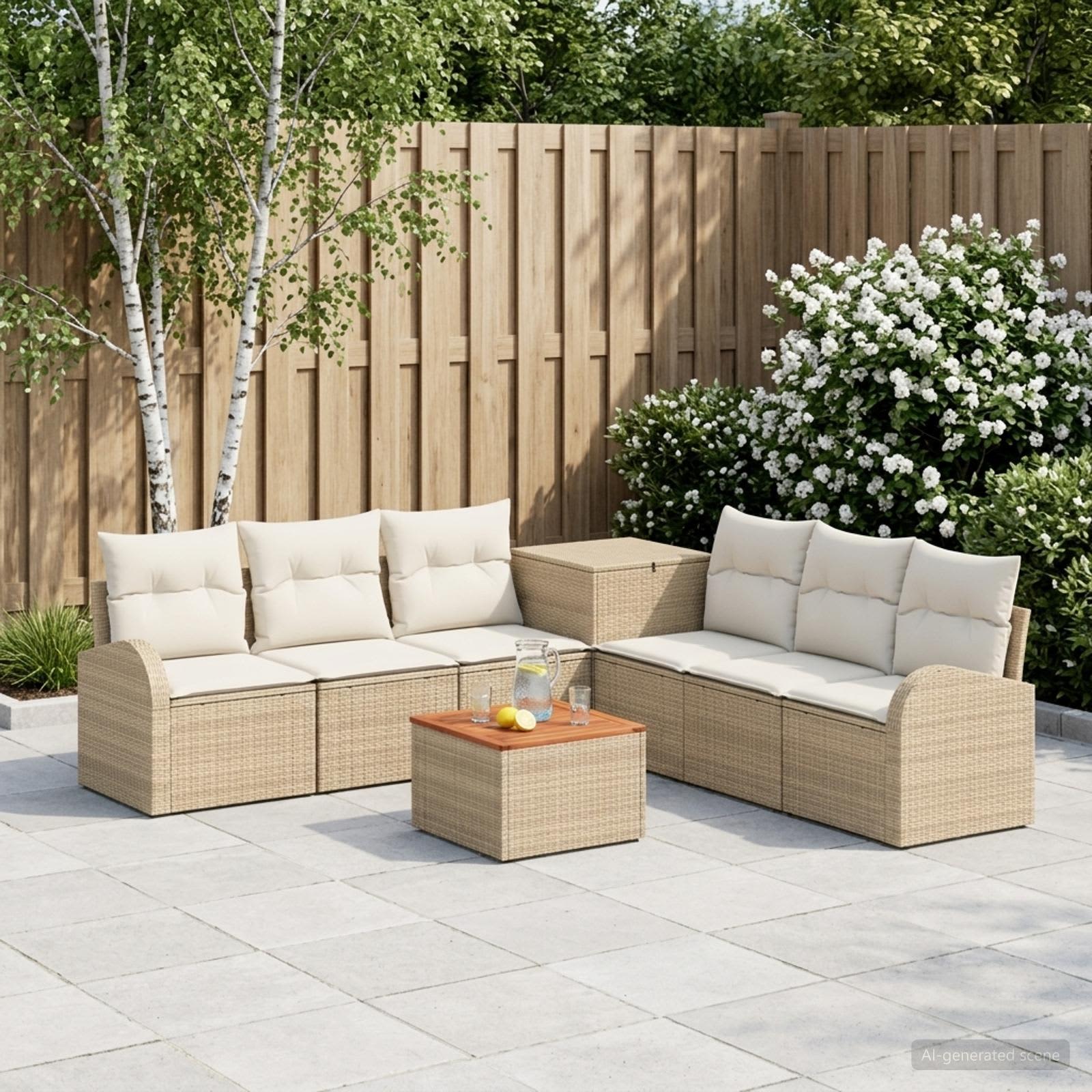 Set di divani 8 pz Beige e Bianco Crema | homemem39