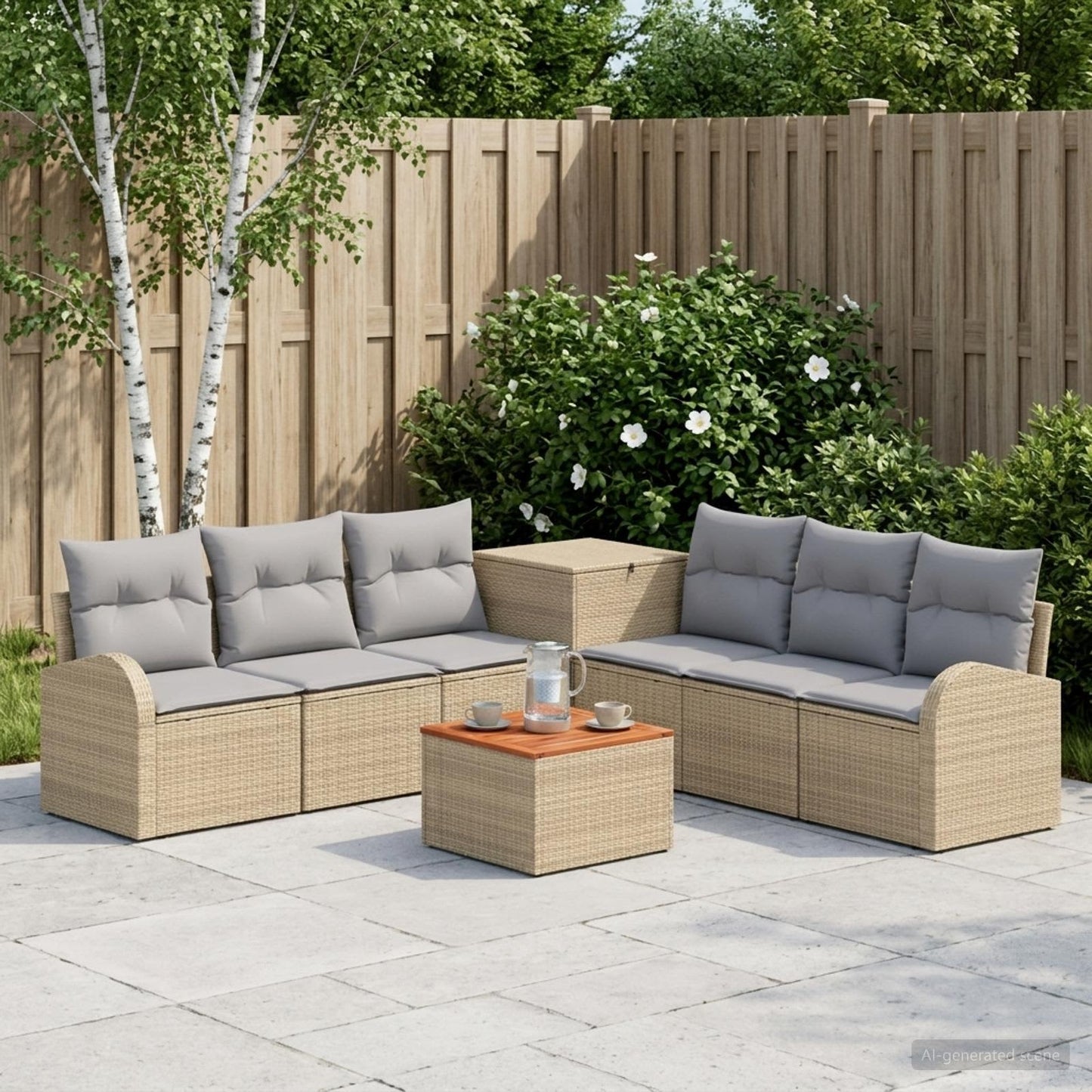 Set di divani 8 pz Beige e Grigio Chiaro | homemem39