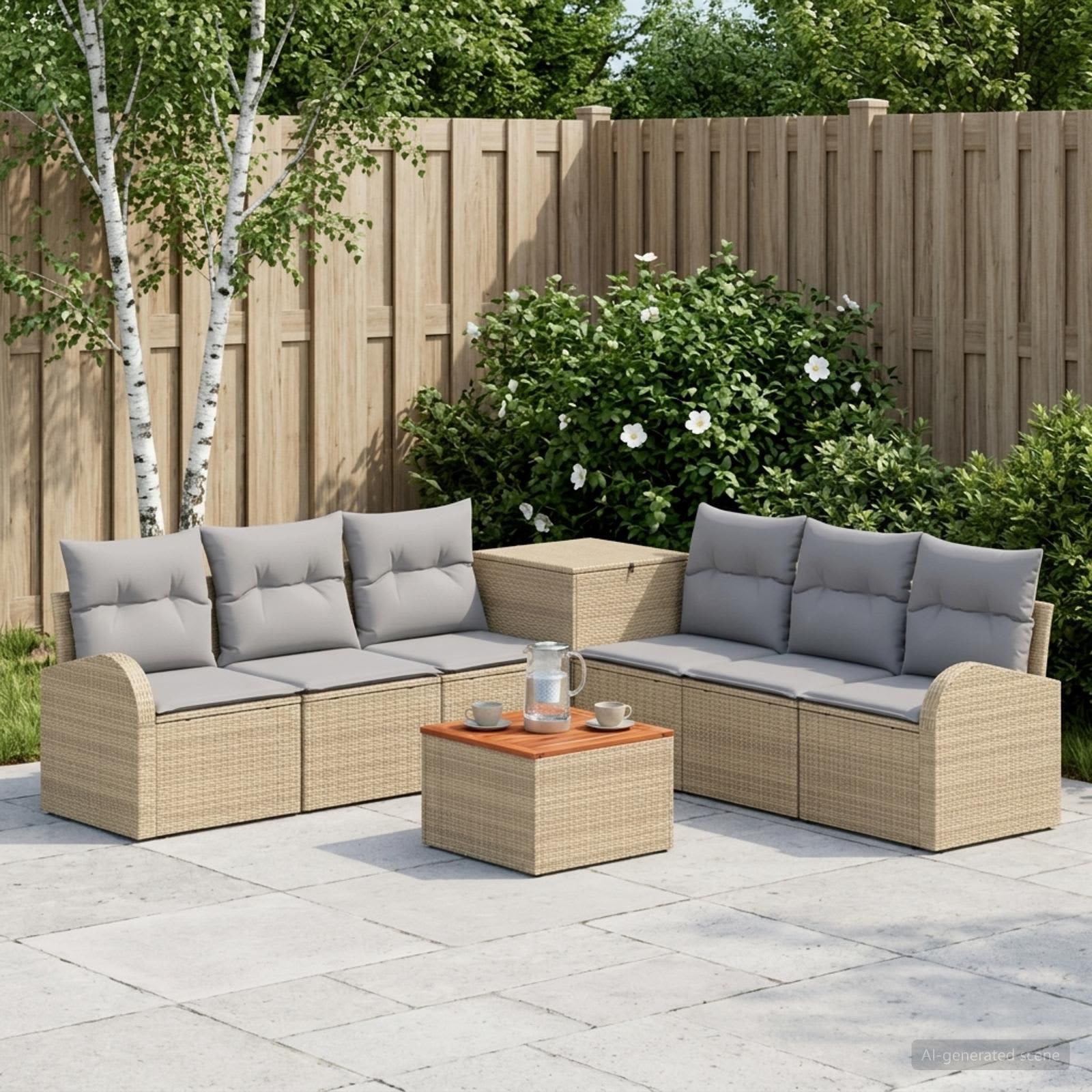 Set di divani 8 pz Beige e Grigio Chiaro | homemem39