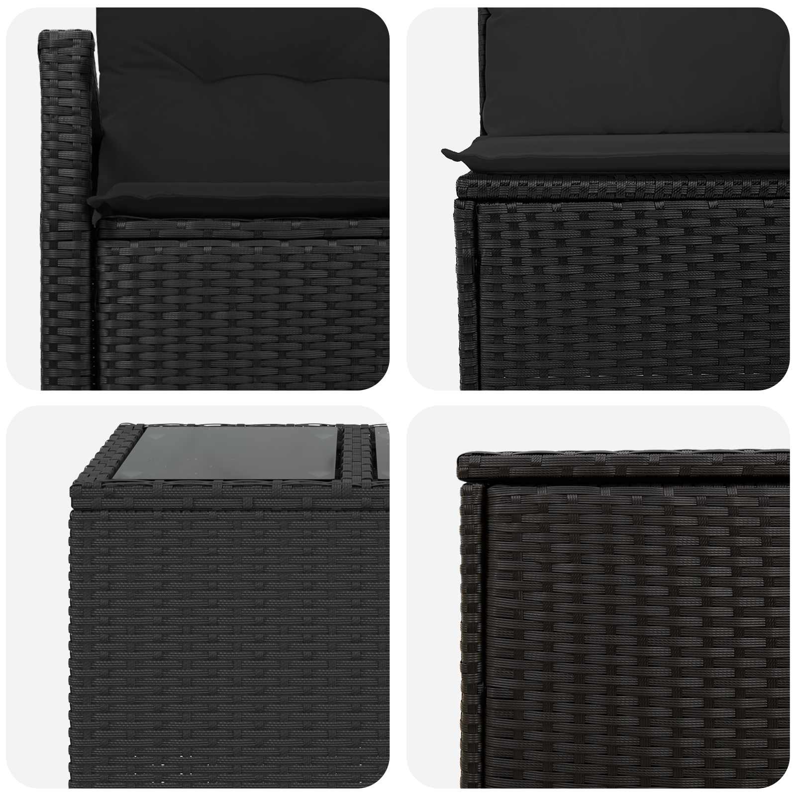 Set di divani 8 pz Nero Rattan sintetico e Acciaio | homemem39