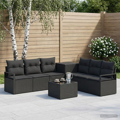 Set di divani 8 pz Nero Rattan sintetico e Acciaio | homemem39