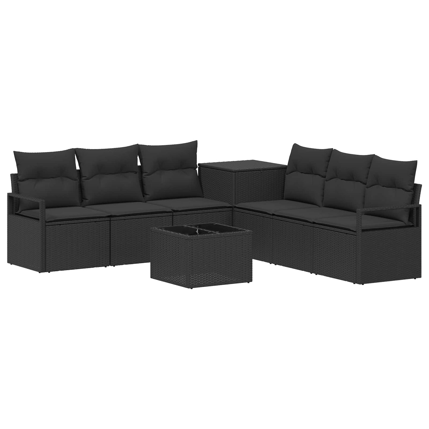 Set di divani 8 pz Nero Rattan sintetico e Acciaio | homemem39