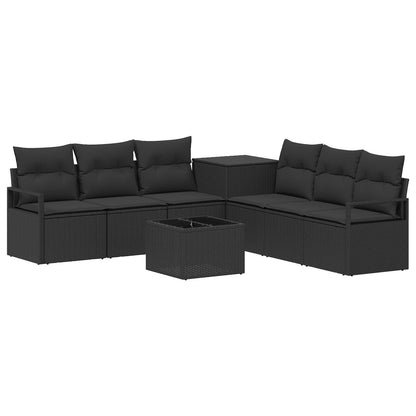 Set di divani 8 pz Nero Rattan sintetico e Acciaio | homemem39