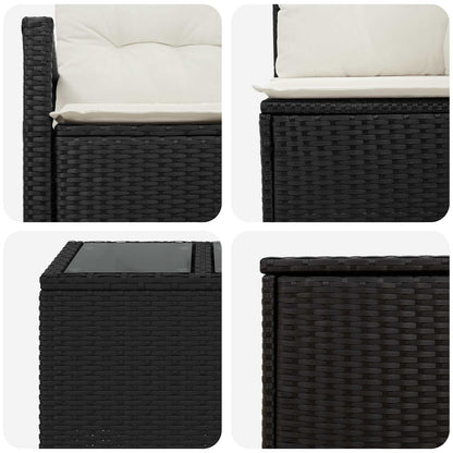 Set di divani 8 pz Nero e Bianco Crema | homemem39
