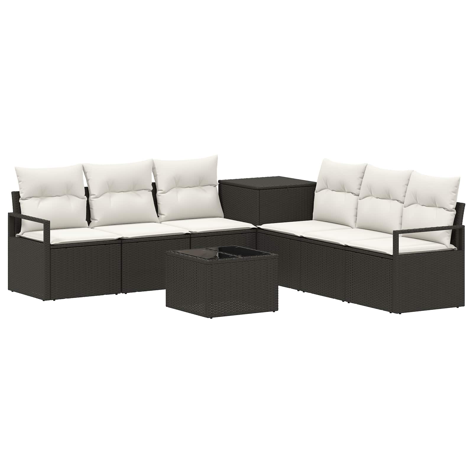 Set di divani 8 pz Nero e Bianco Crema | homemem39
