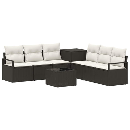 Set di divani 8 pz Nero e Bianco Crema | homemem39