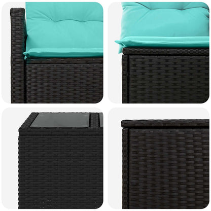 Set di divani 8 pz Nero e Blu Rattan sintetico e Acciaio | homemem39
