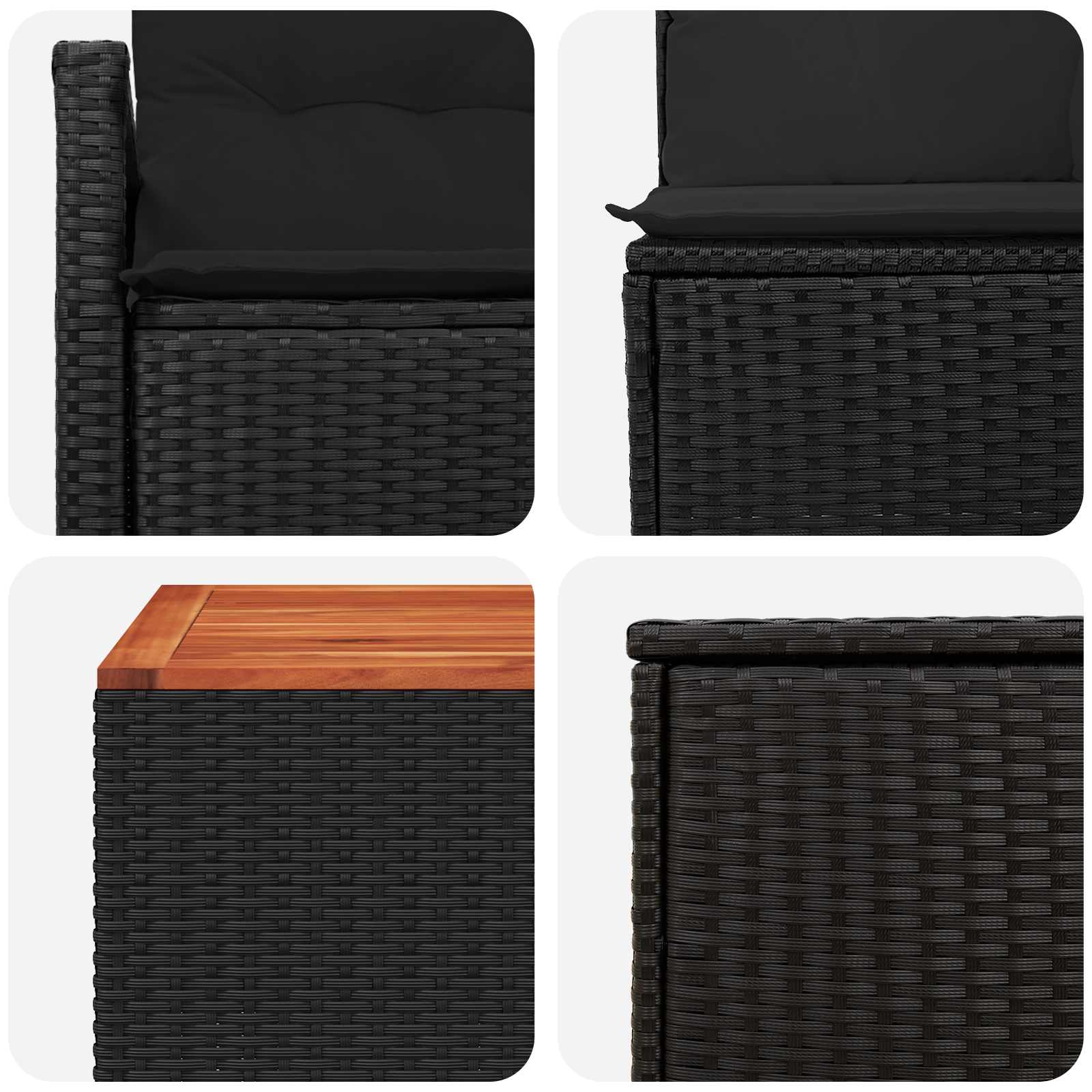 Set di divani 8 pz Nero Rattan sintetico e Acciaio | homemem39