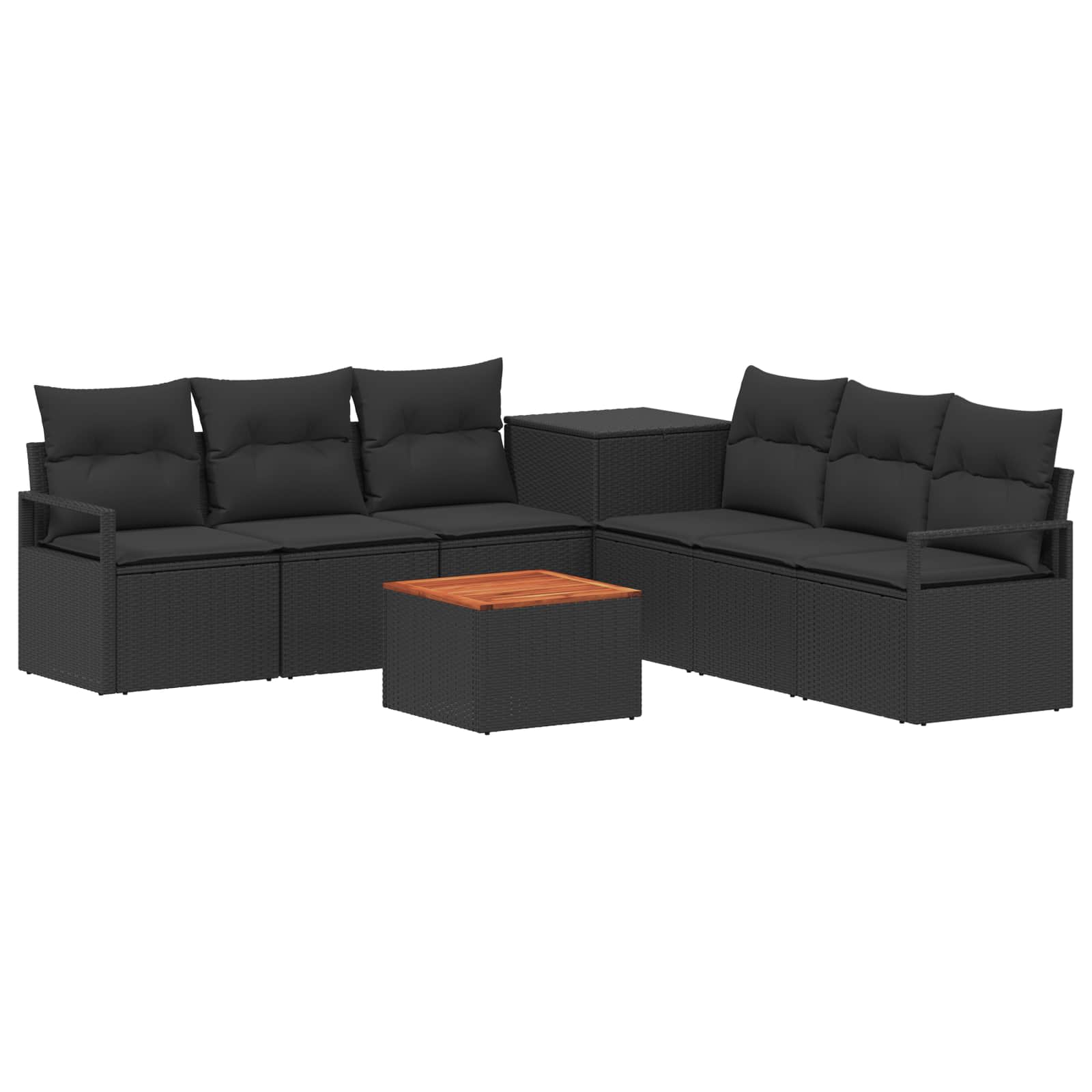 Set di divani 8 pz Nero Rattan sintetico e Acciaio | homemem39