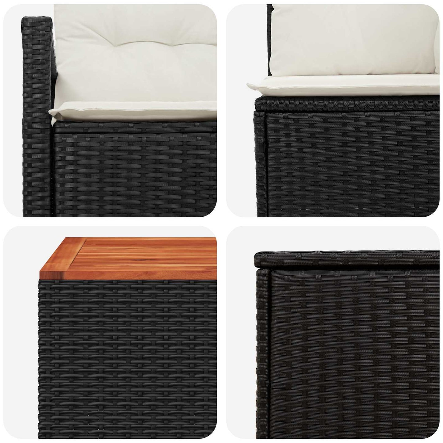Set di divani 8 pz Nero e Bianco Crema | homemem39