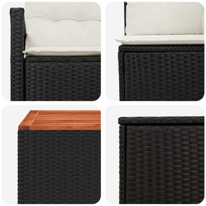 Set di divani 8 pz Nero e Bianco Crema | homemem39