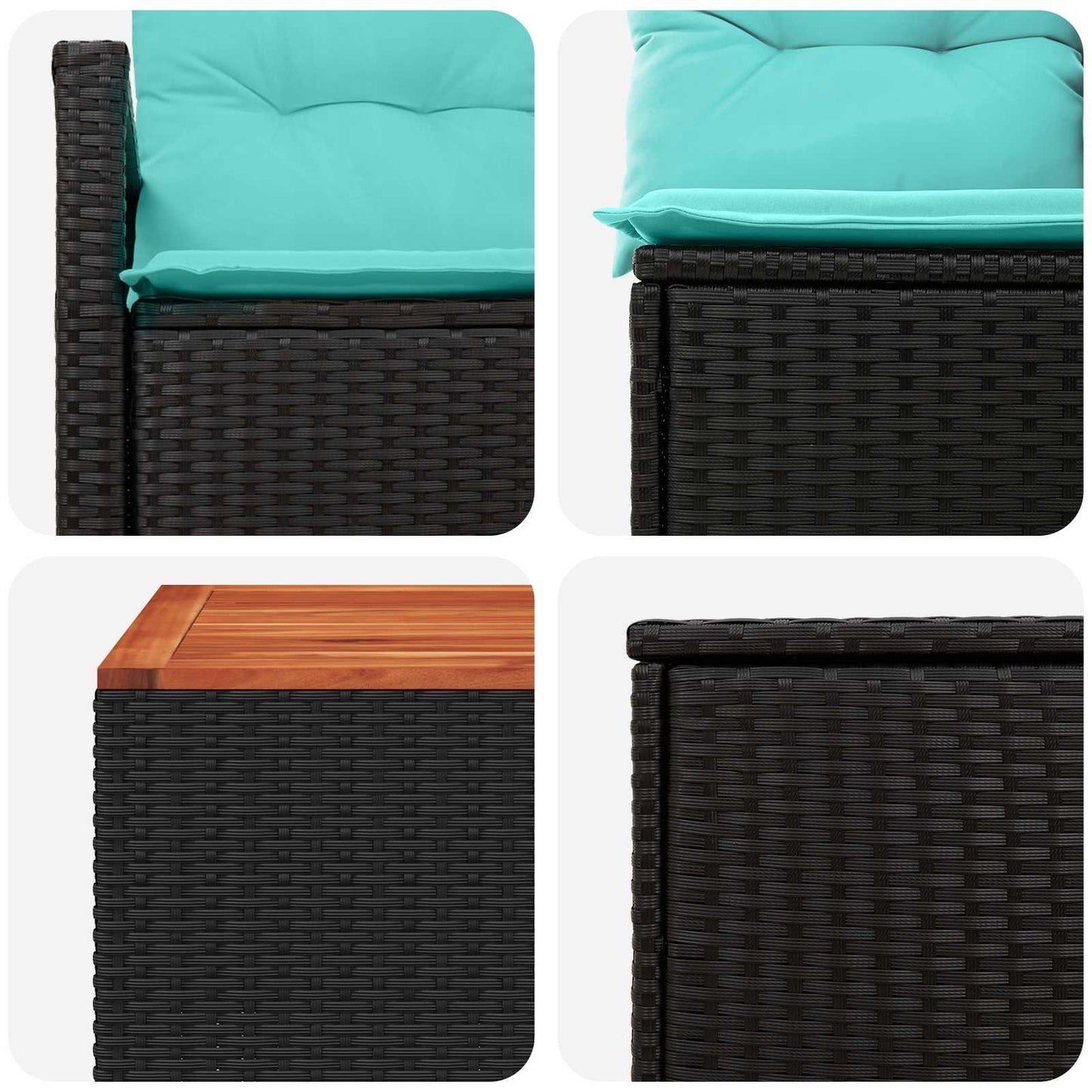 Set di divani 8 pz Nero e Blu Rattan sintetico e Acciaio | homemem39