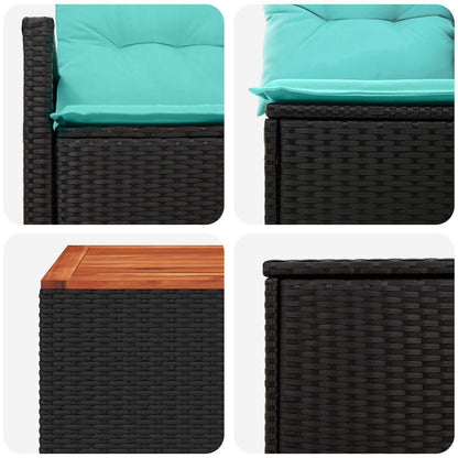 Set di divani 8 pz Nero e Blu Rattan sintetico e Acciaio | homemem39