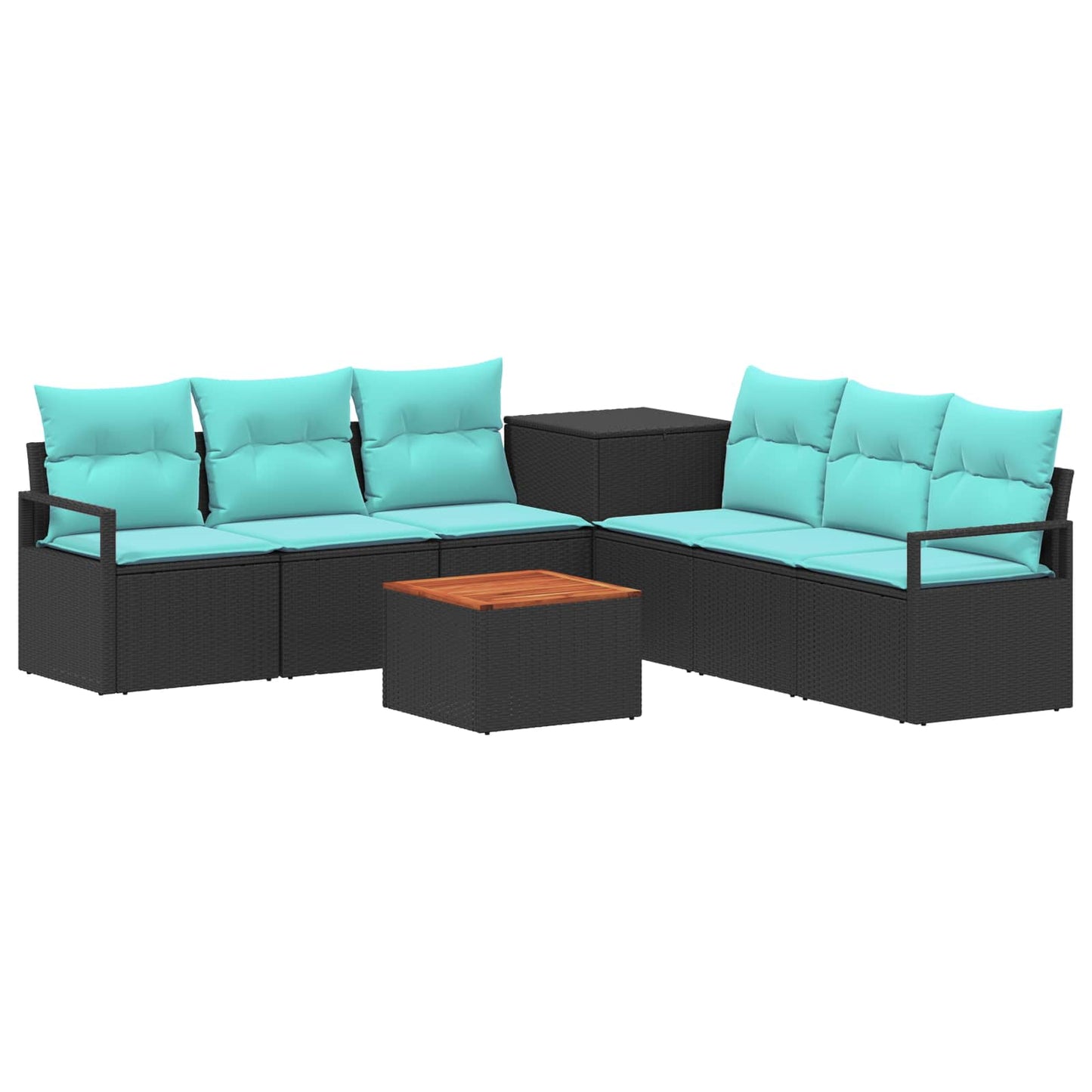 Set di divani 8 pz Nero e Blu Rattan sintetico e Acciaio | homemem39