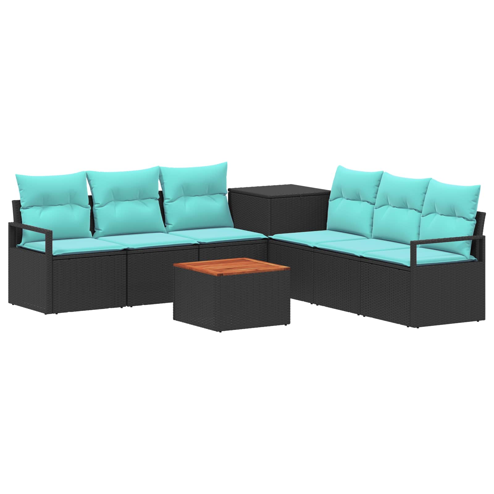 Set di divani 8 pz Nero e Blu Rattan sintetico e Acciaio | homemem39