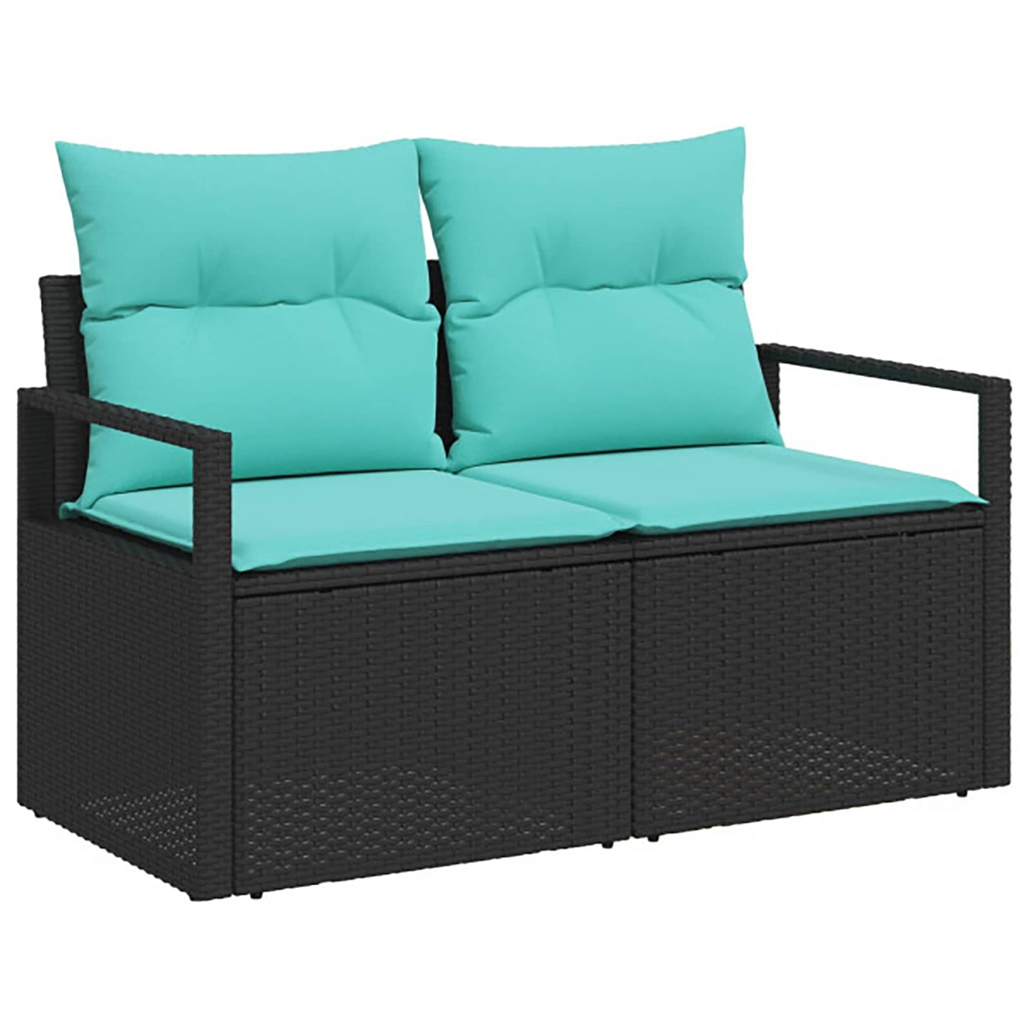Set di divani 8 pz Nero e Blu Rattan sintetico e Acciaio | homemem39
