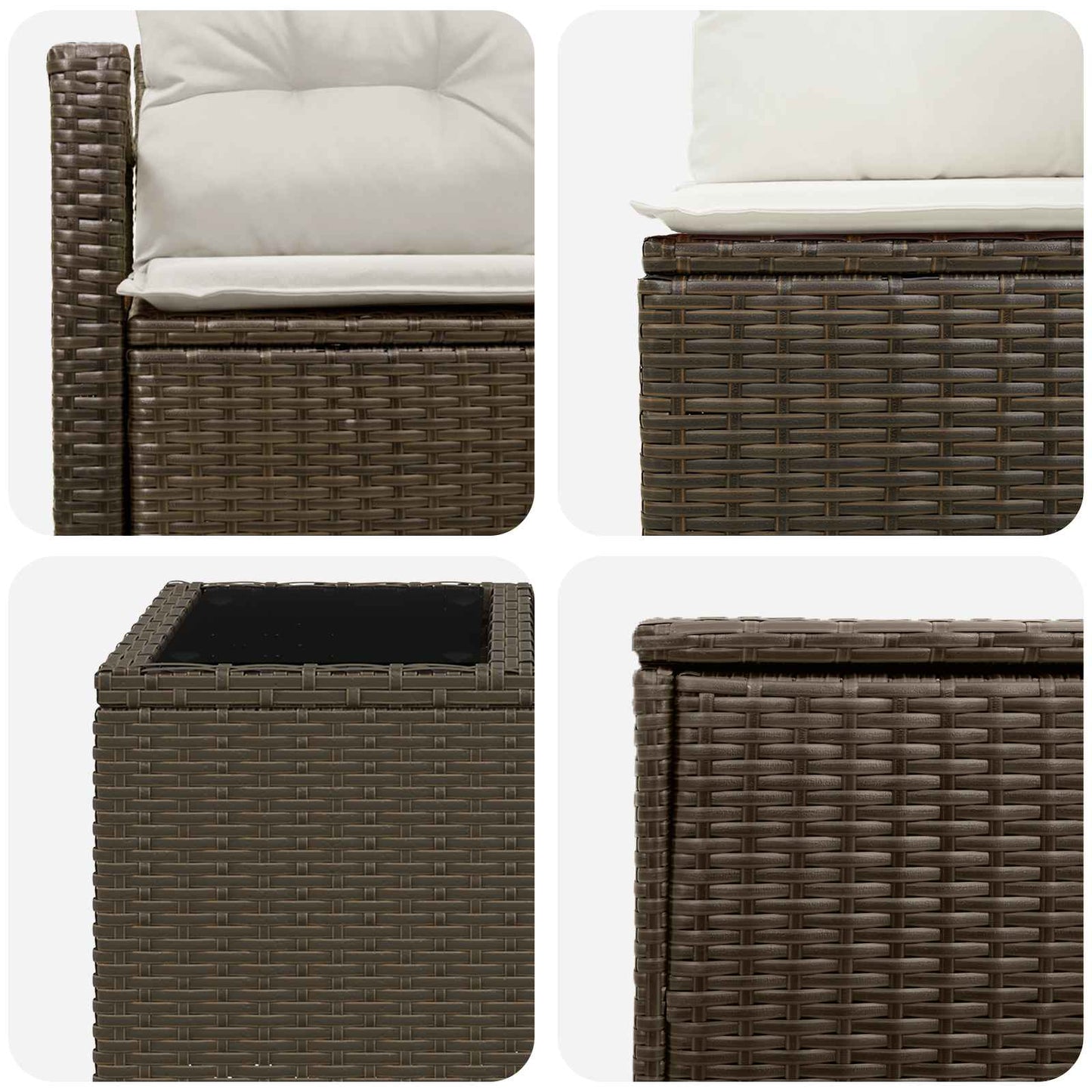 Set di divani 8 pz Marrone e Bianco Crema | homemem39