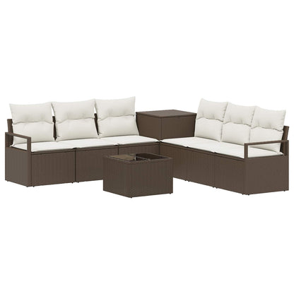 Set di divani 8 pz Marrone e Bianco Crema | homemem39